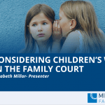 A screenshot of a webinar "Considering children's wishes in the family court"
