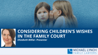 A screenshot of a webinar "Considering children's wishes in the family court"