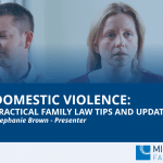 A screenshot of a webinar "Domestic Violence: Practical family law tips and updates"