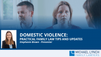 A screenshot of a webinar "Domestic Violence: Practical family law tips and updates"