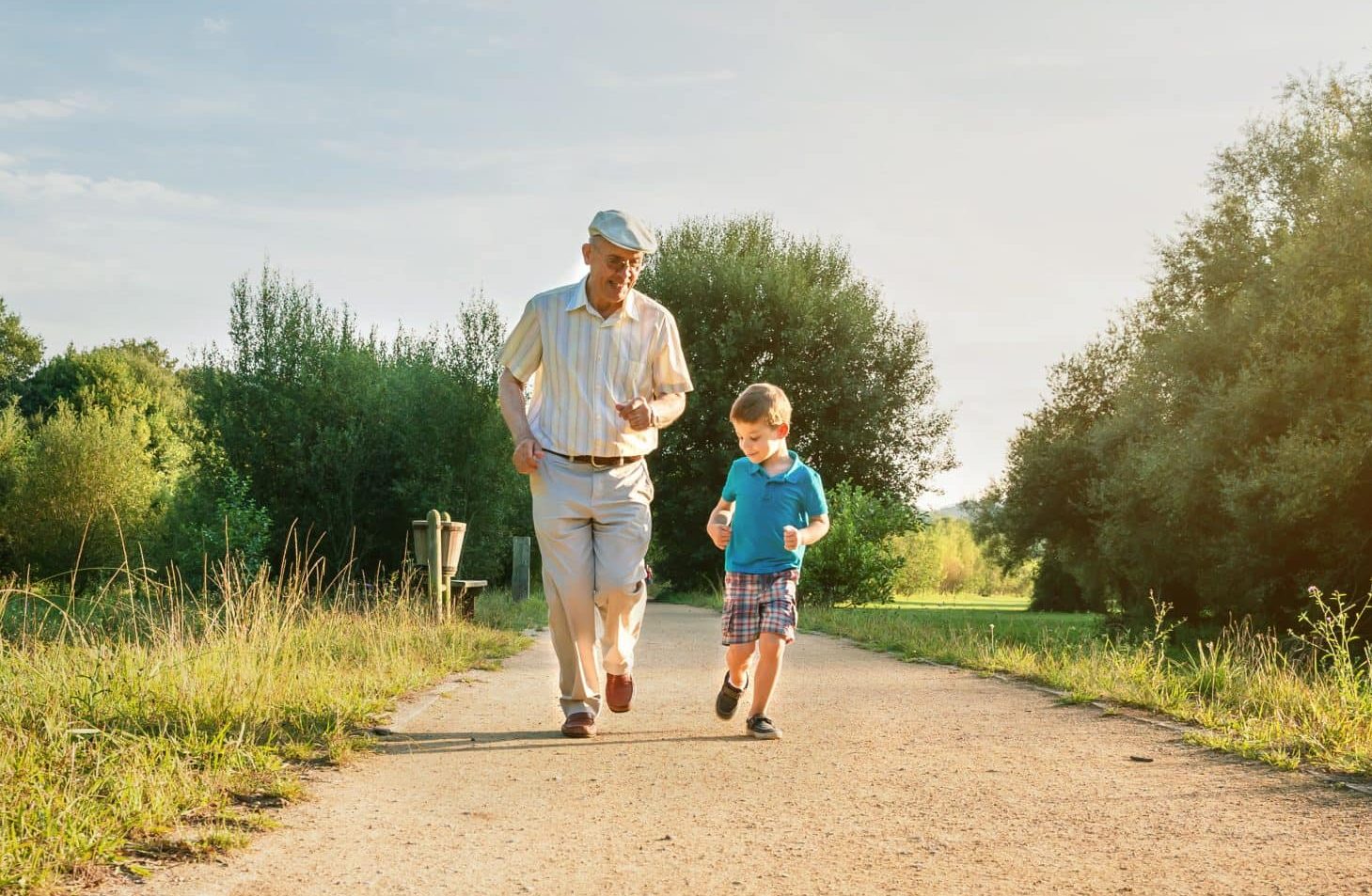 Grandparents rights. Accompanying image: Senior man and happy child running outdoors