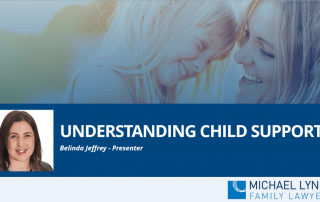 A screenshot of a webinar "Understanding child support"