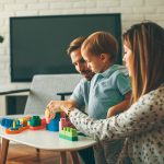 A stock image of family of three