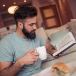 COVID-19: health and wellbeing. Accompanying picture: Man reading a book